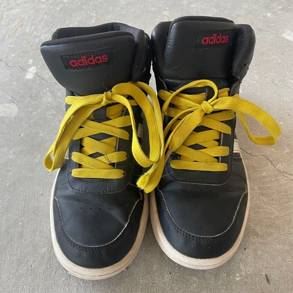 Adidas Shoes Men 4.5 Hoops MID sneakers Black White Basketball neon laces - Picture 5 of 11